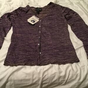 Carol Little Knit S purple cardigan sweater NWT